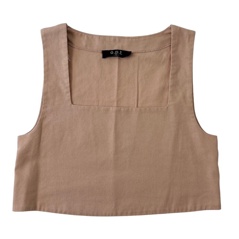 O.P.T Light Dusty Pink Linen Cropped Tank Top Size XS